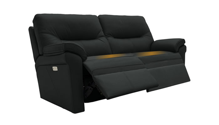 G Plan Seattle Leather 2.5 Seater Electric Recliner Lumbar Support Cambridge Black